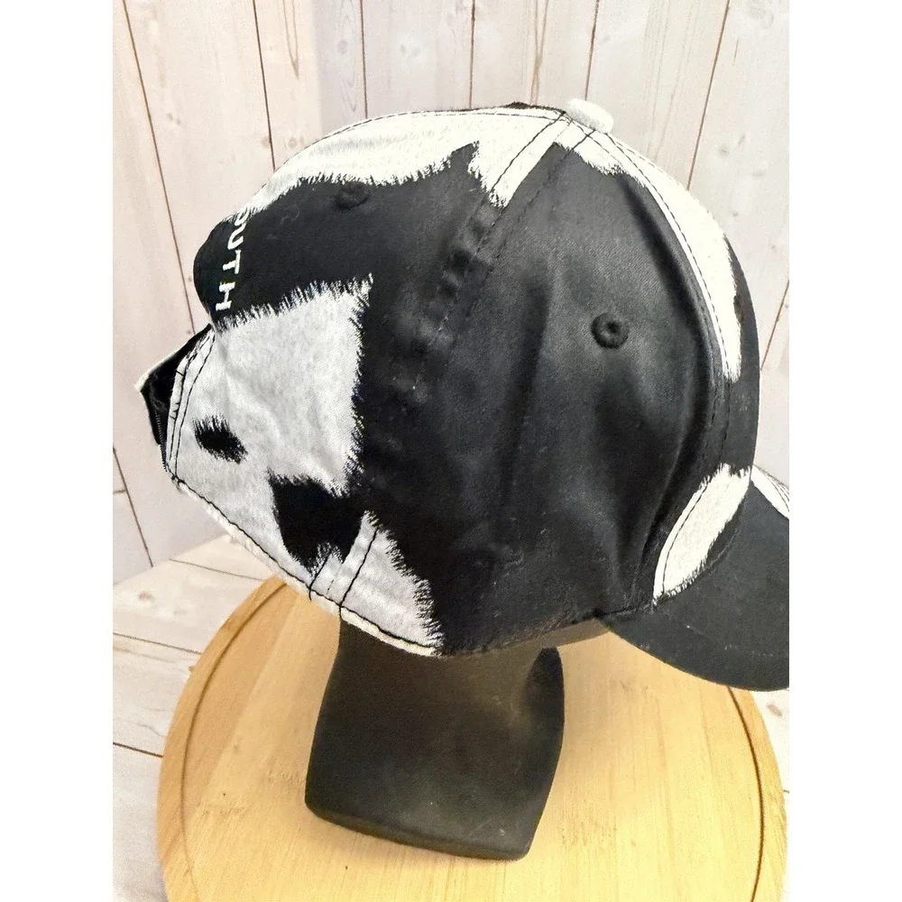 Loudmouth Golf Hat Black White Cow Print Holstein Adjustable Baseball Cap